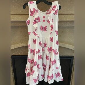 Eleanor Rose White Dress with Pink Bow Pattern